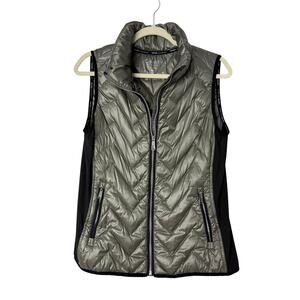 Calvin Klein Performance Puffer Vest Women L Green Premium Down Filling Pockets